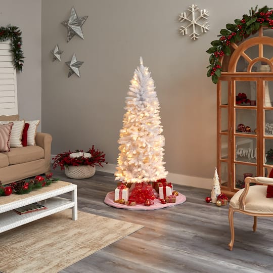 6ft. Pre-Lit White Artificial Christmas Tree, Warm White LED Lights
